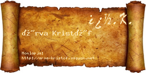Árva Kristóf névjegykártya