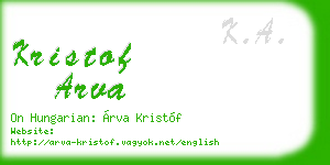 kristof arva business card
